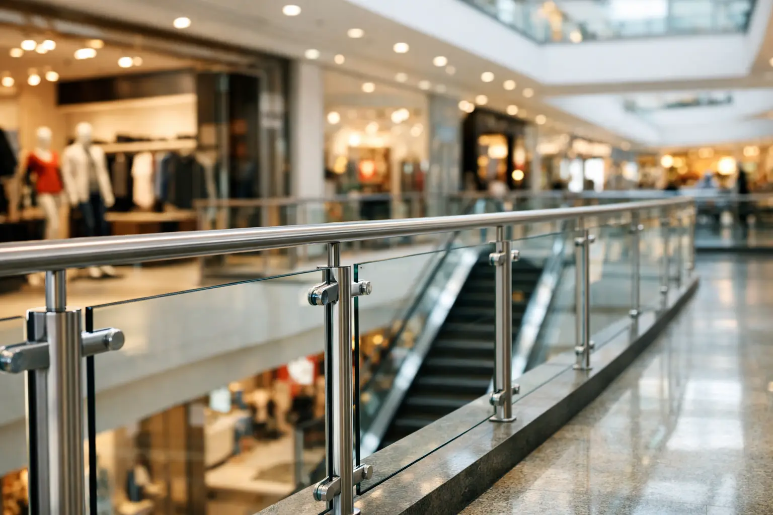 Commercial Railing Systems for Retail Stores - Iron and Glass Design